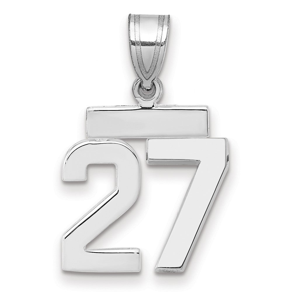 14k White Goldw Small Polished Number 27 Charm