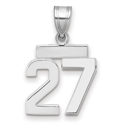 14k White Goldw Small Polished Number 27 Charm