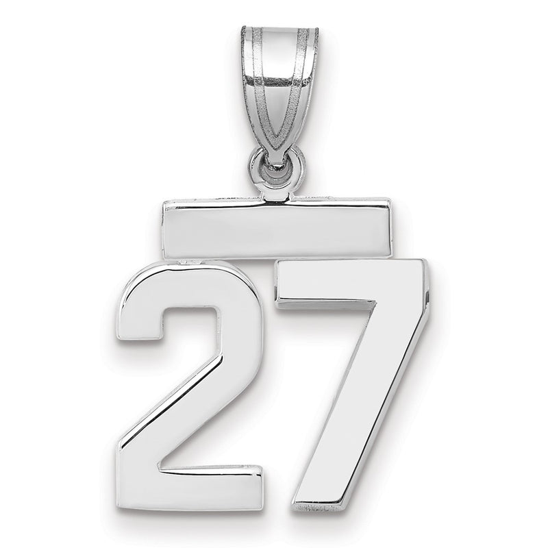 14k White Goldw Small Polished Number 27 Charm