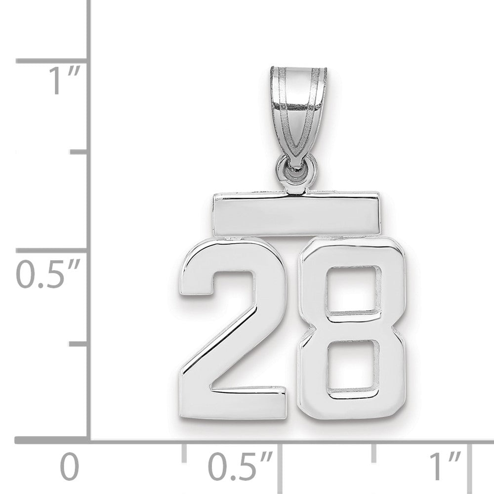 14k White Goldw Small Polished Number 28 Charm