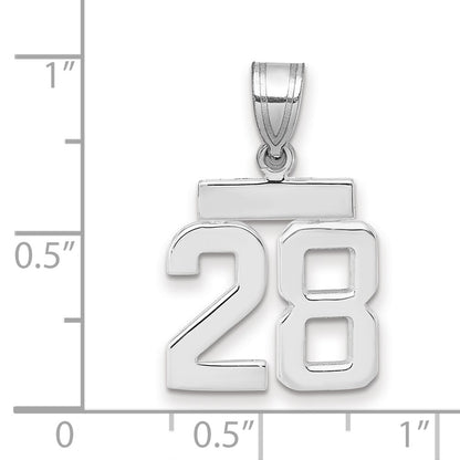 14k White Goldw Small Polished Number 28 Charm