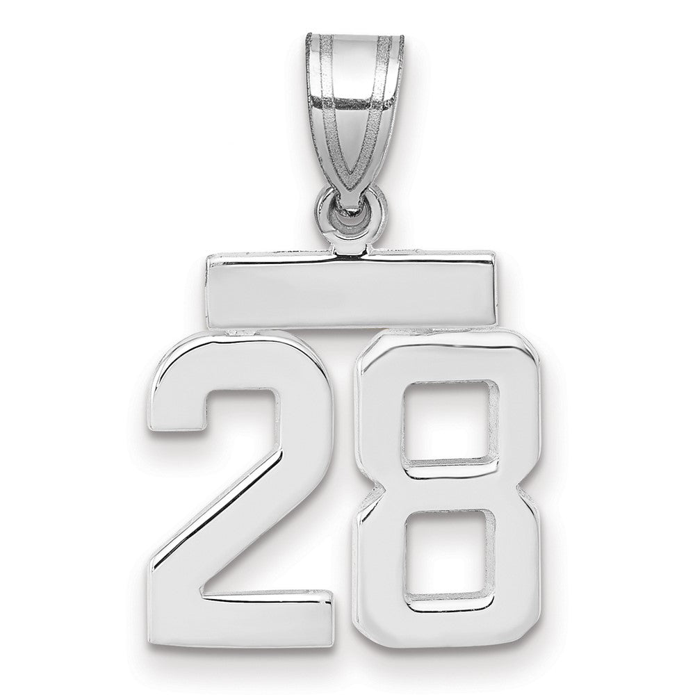 14k White Goldw Small Polished Number 28 Charm
