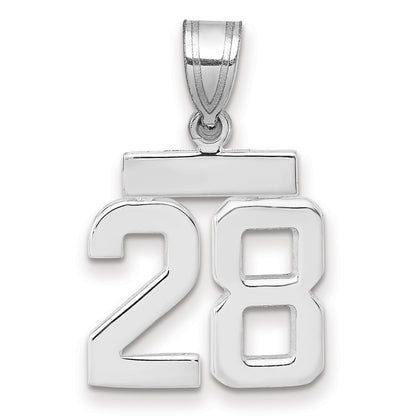 14k White Goldw Small Polished Number 28 Charm