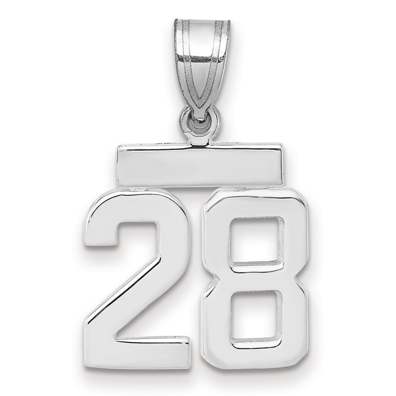 14k White Goldw Small Polished Number 28 Charm