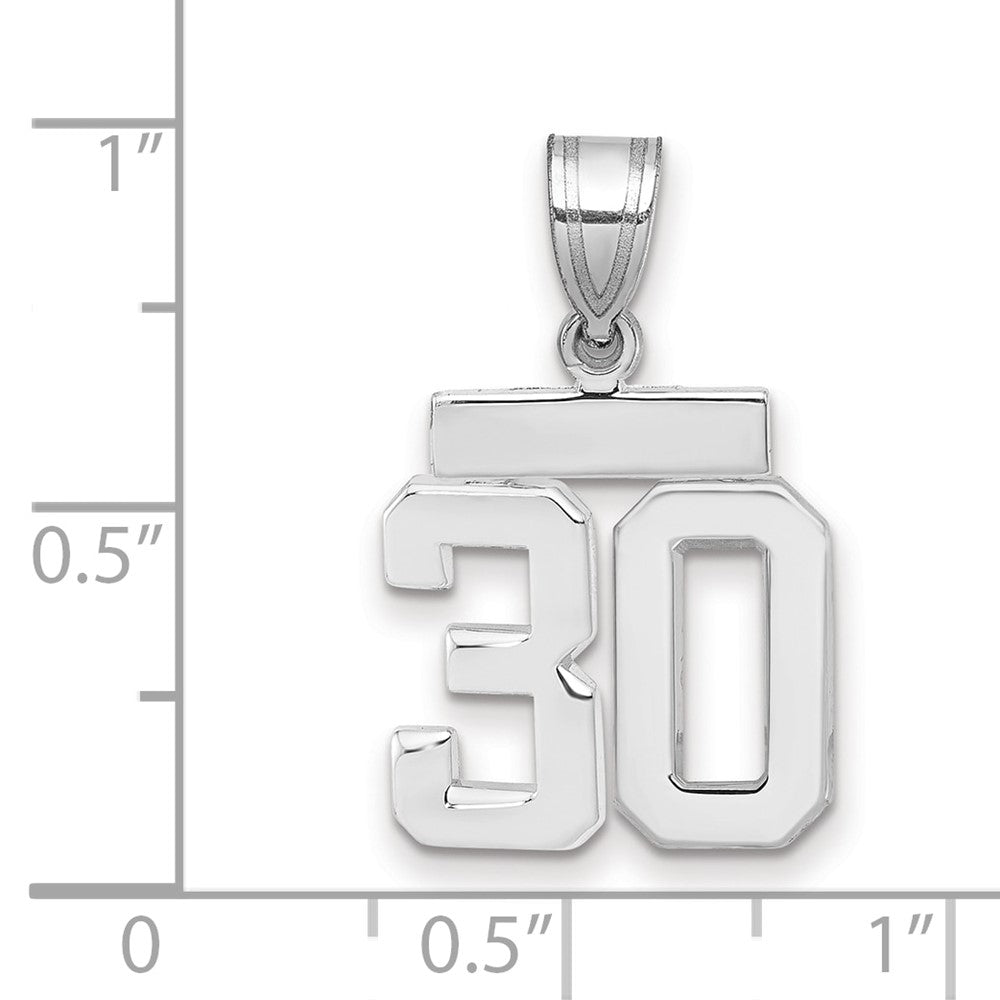 14k White Goldw Small Polished Number 30 Charm