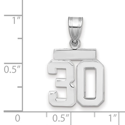 14k White Goldw Small Polished Number 30 Charm
