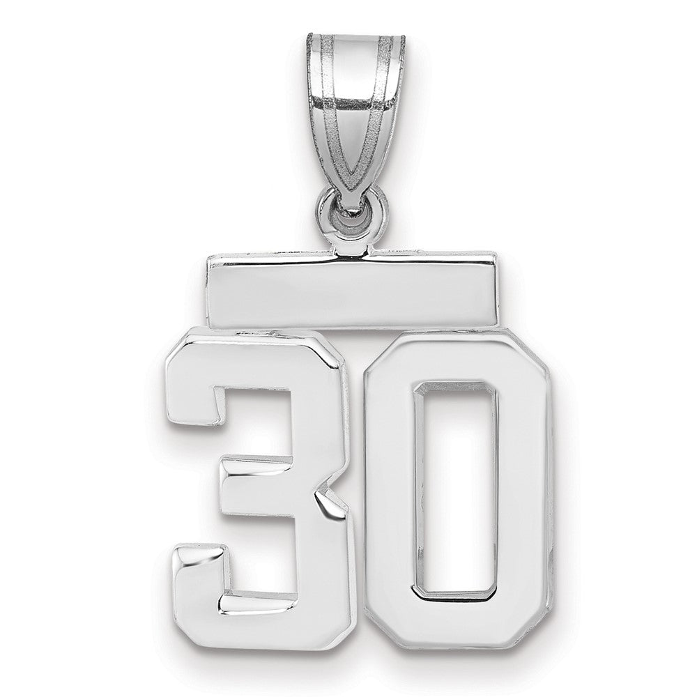 14k White Goldw Small Polished Number 30 Charm