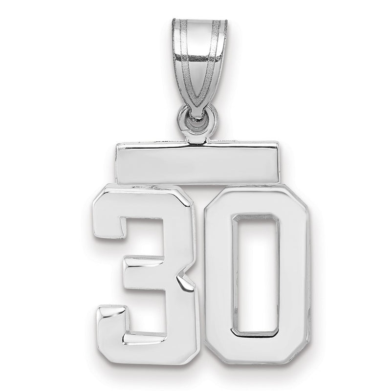 14k White Goldw Small Polished Number 30 Charm