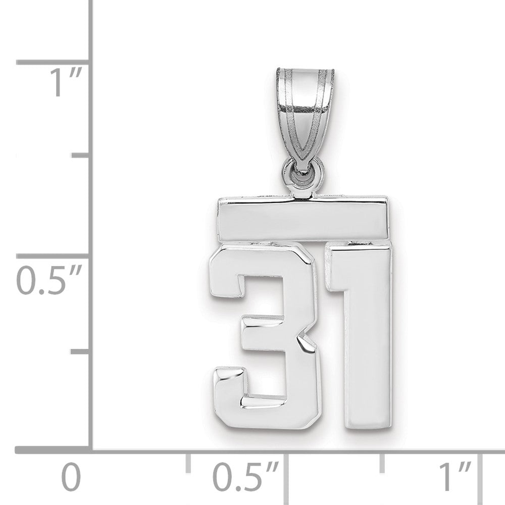 14k White Goldw Small Polished Number 31 Charm