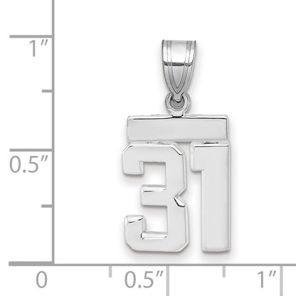 14k White Goldw Small Polished Number 31 Charm