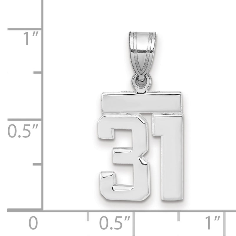 14k White Goldw Small Polished Number 31 Charm