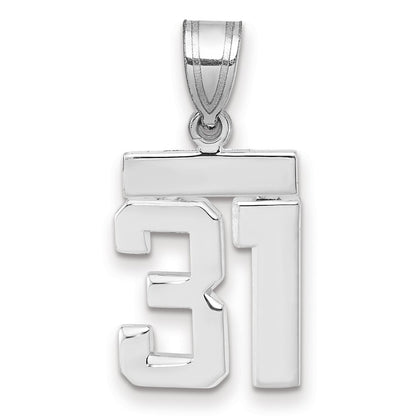 14k White Goldw Small Polished Number 31 Charm