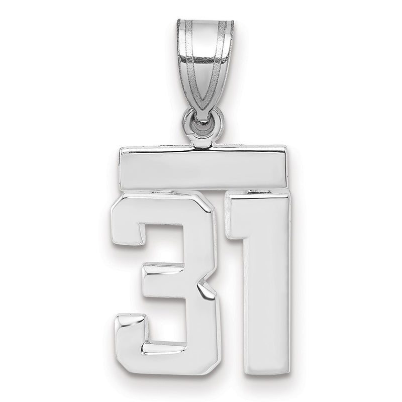 14k White Goldw Small Polished Number 31 Charm