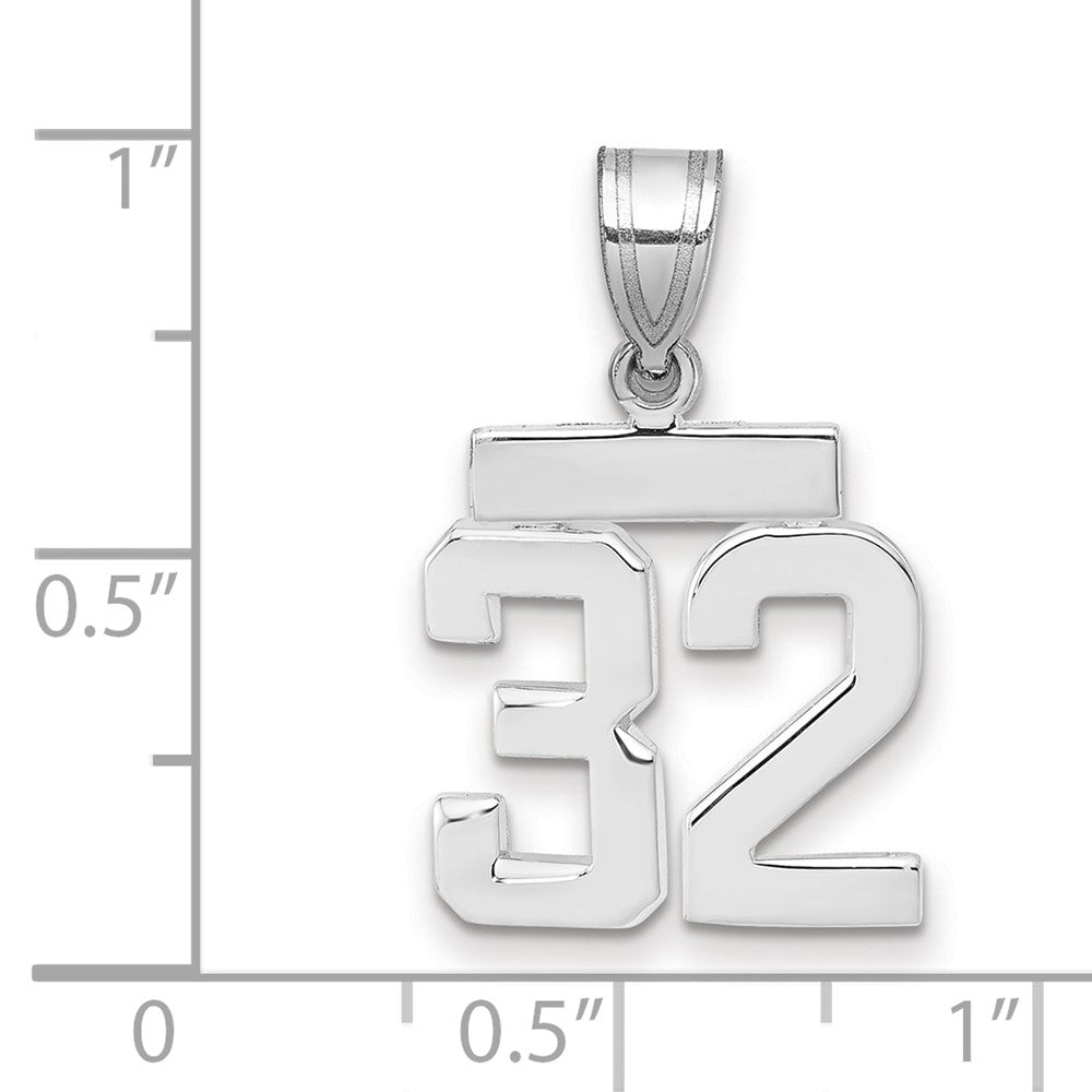 14k White Goldw Small Polished Number 32 Charm
