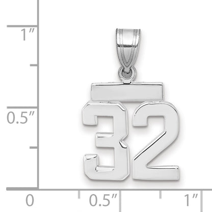 14k White Goldw Small Polished Number 32 Charm