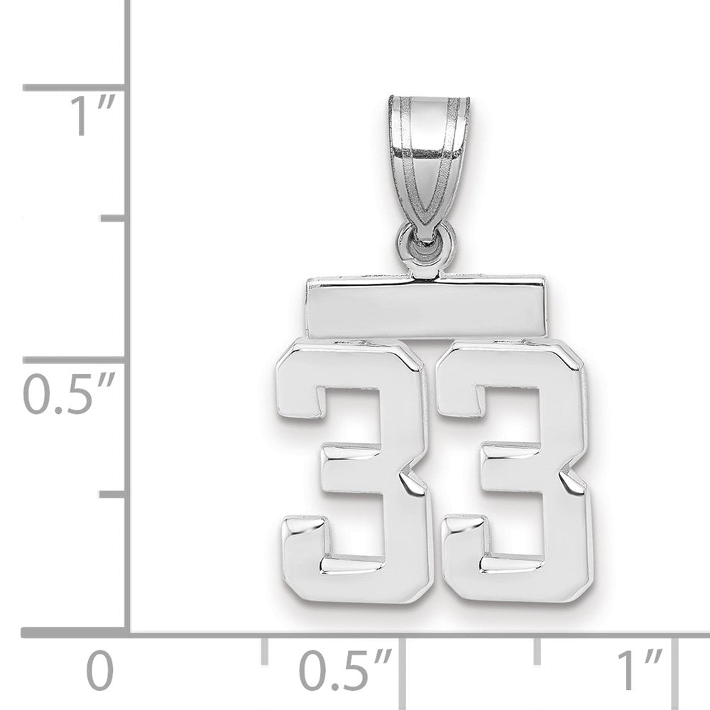 14k White Goldw Small Polished Number 33 Charm