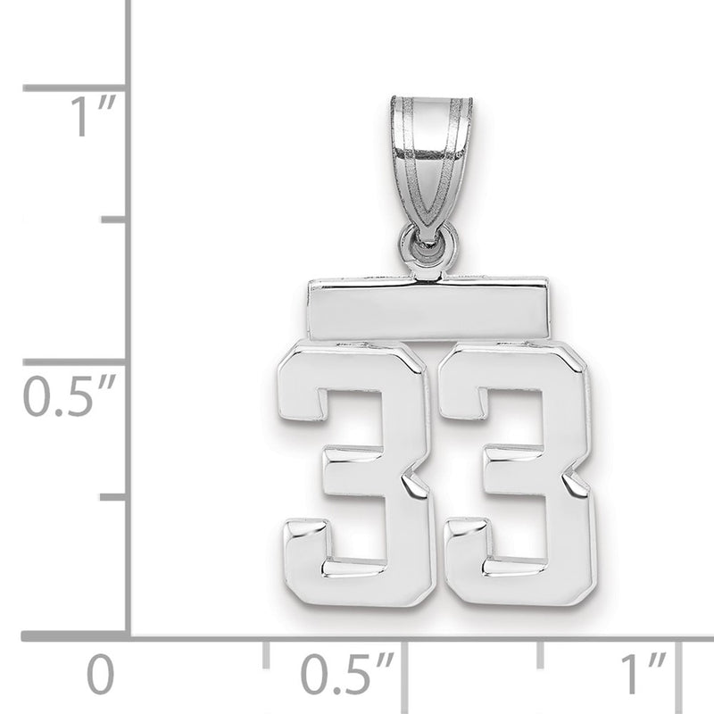 14k White Goldw Small Polished Number 33 Charm
