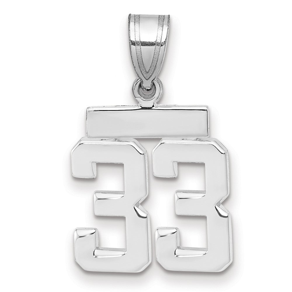 14k White Goldw Small Polished Number 33 Charm
