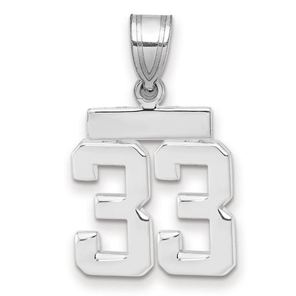 14k White Goldw Small Polished Number 33 Charm