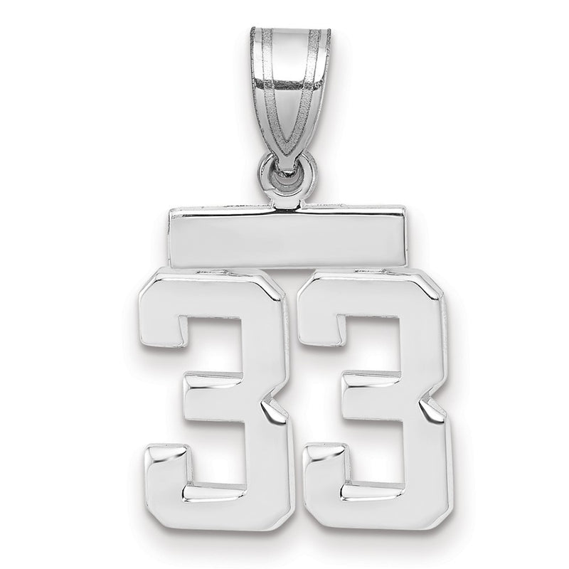 14k White Goldw Small Polished Number 33 Charm