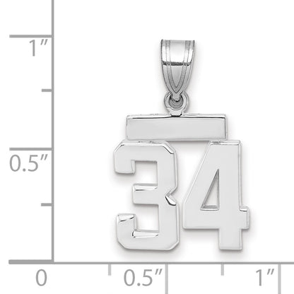 14k White Goldw Small Polished Number 34 Charm