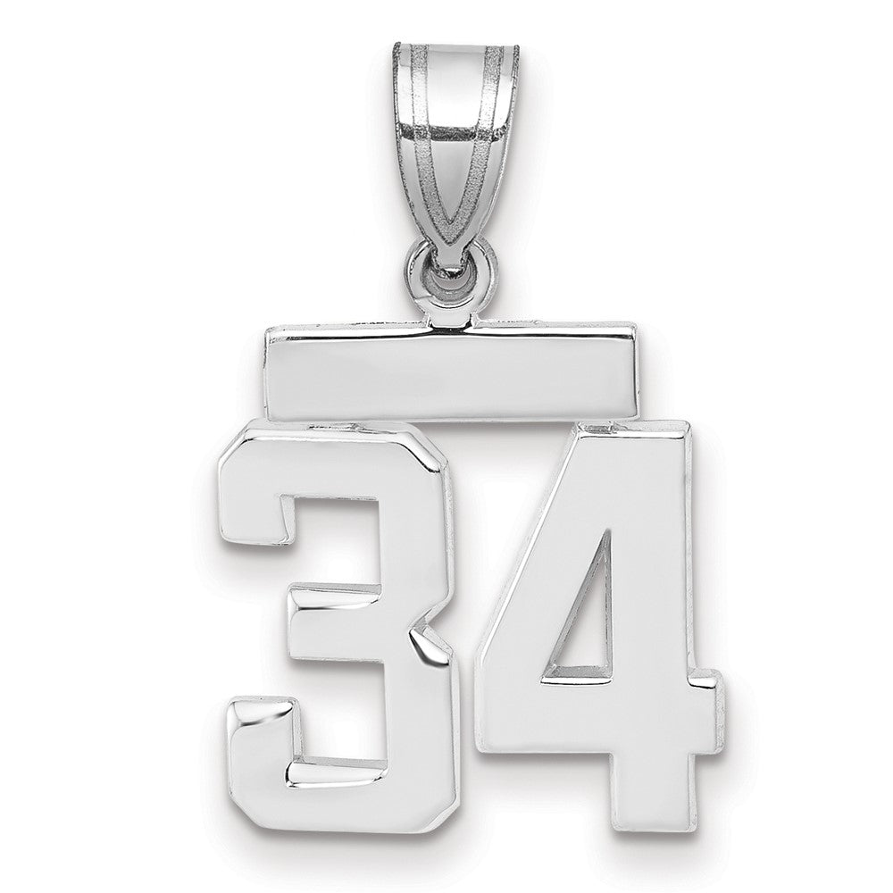 14k White Goldw Small Polished Number 34 Charm