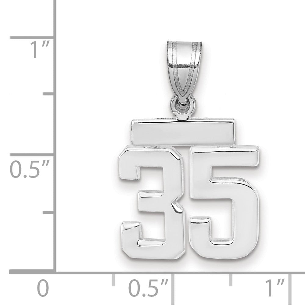 14k White Goldw Small Polished Number 35 Charm