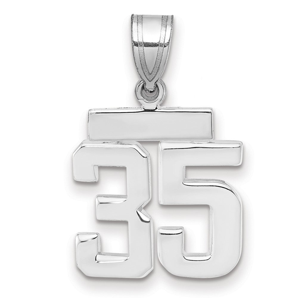 14k White Goldw Small Polished Number 35 Charm