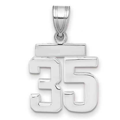 14k White Goldw Small Polished Number 35 Charm