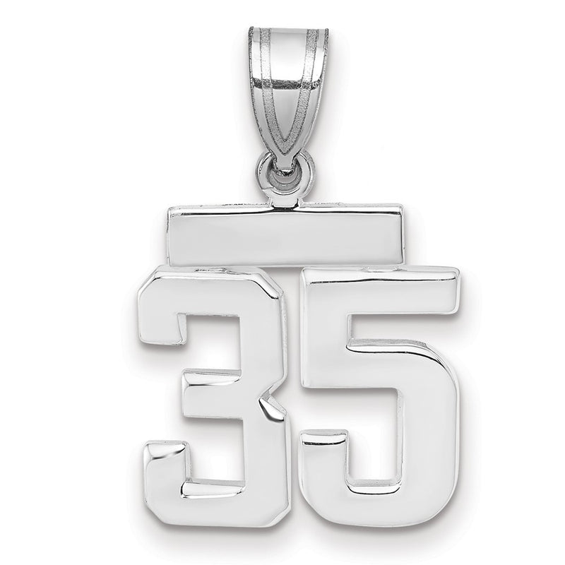 14k White Goldw Small Polished Number 35 Charm