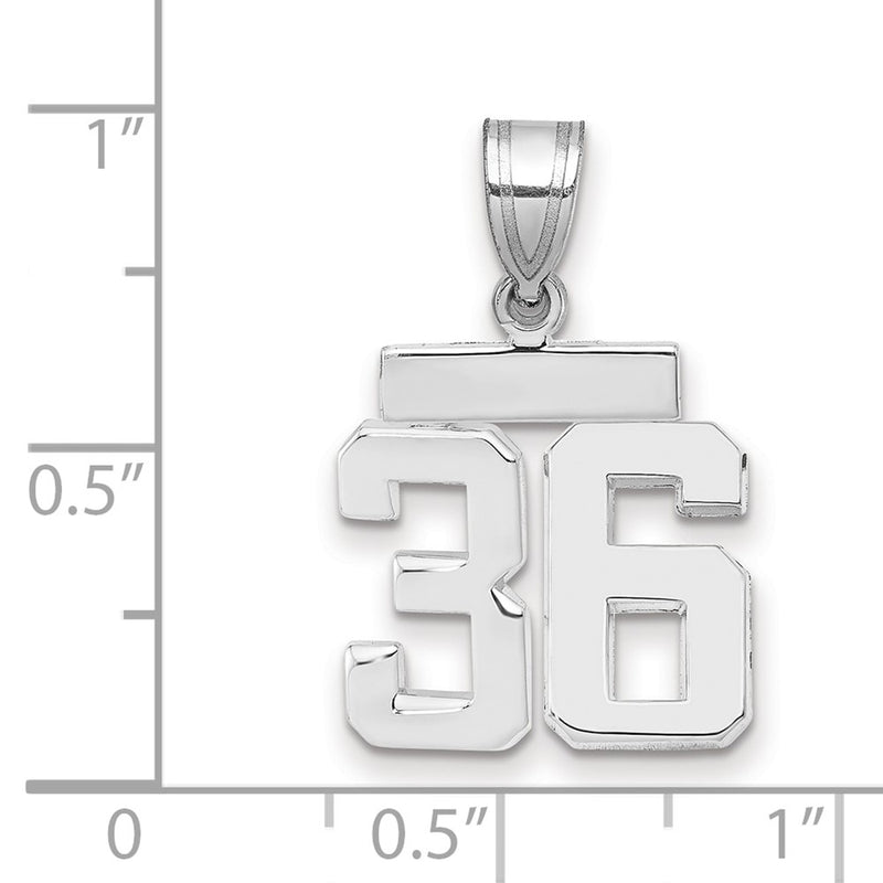 14k White Goldw Small Polished Number 36 Charm