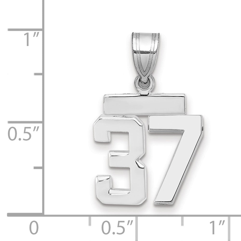 14k White Goldw Small Polished Number 37 Charm