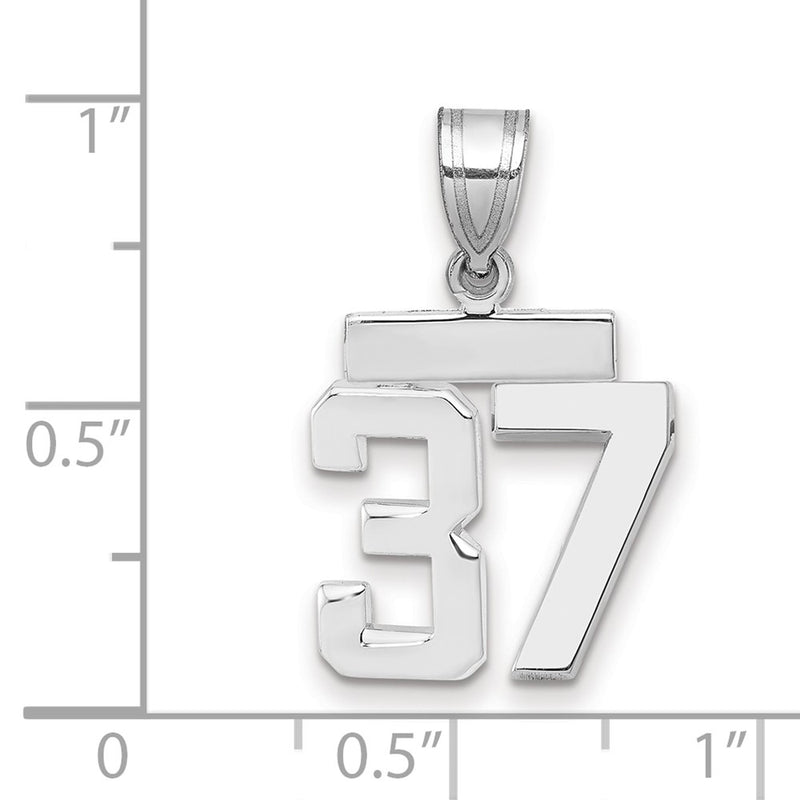 14k White Goldw Small Polished Number 37 Charm