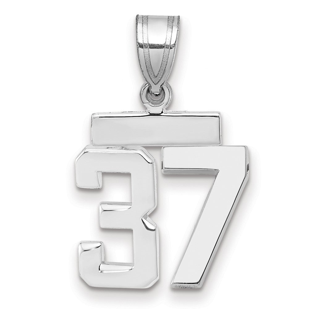14k White Goldw Small Polished Number 37 Charm