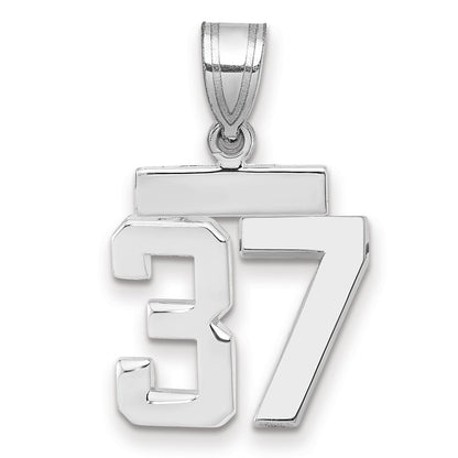 14k White Goldw Small Polished Number 37 Charm