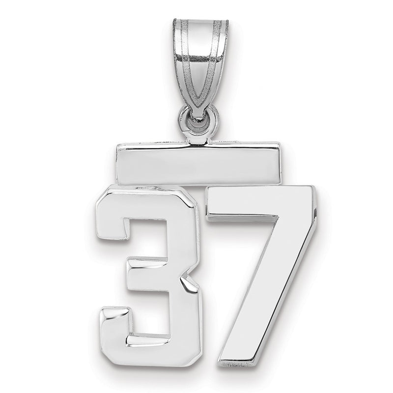 14k White Goldw Small Polished Number 37 Charm
