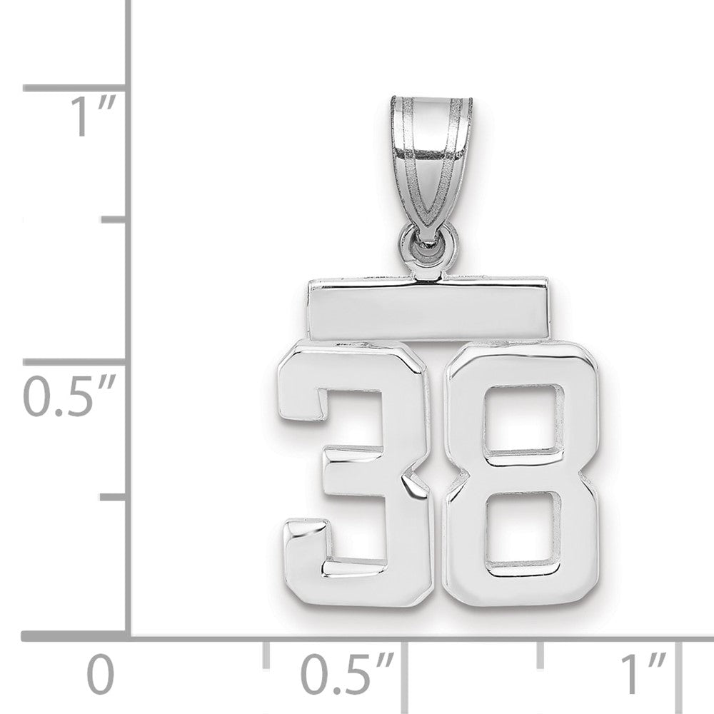 14k White Goldw Small Polished Number 38 Charm