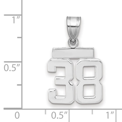 14k White Goldw Small Polished Number 38 Charm
