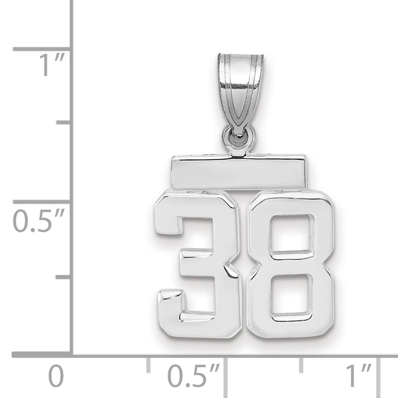 14k White Goldw Small Polished Number 38 Charm