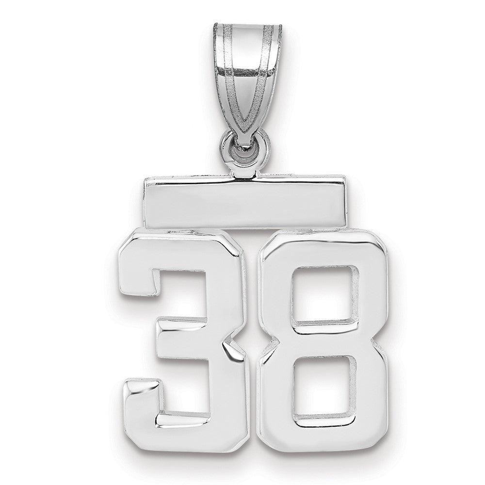 14k White Goldw Small Polished Number 38 Charm