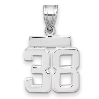 14k White Goldw Small Polished Number 38 Charm