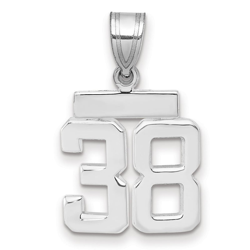 14k White Goldw Small Polished Number 38 Charm