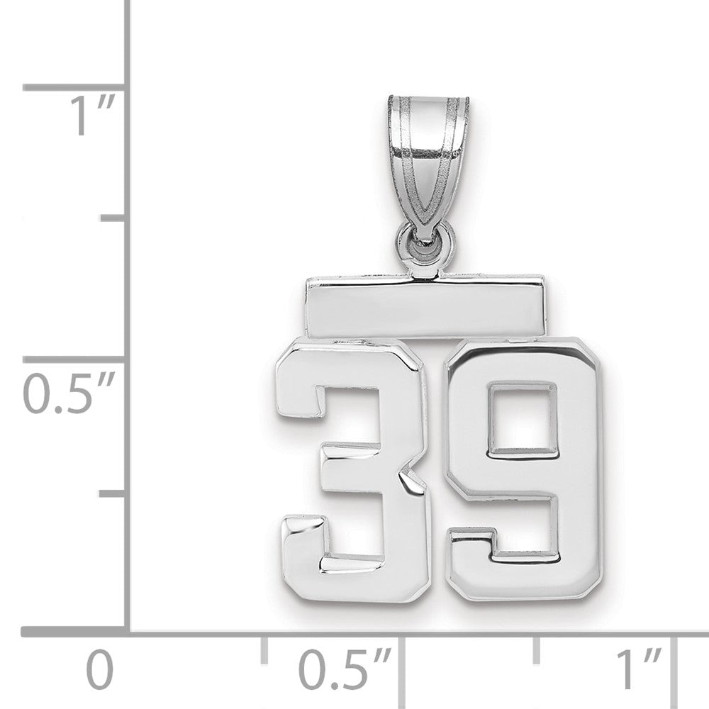 14k White Goldw Small Polished Number 39 Charm