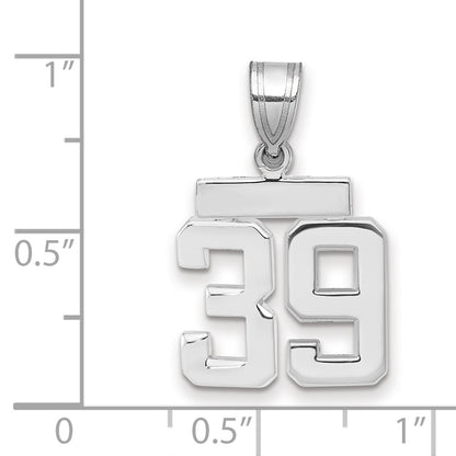 14k White Goldw Small Polished Number 39 Charm