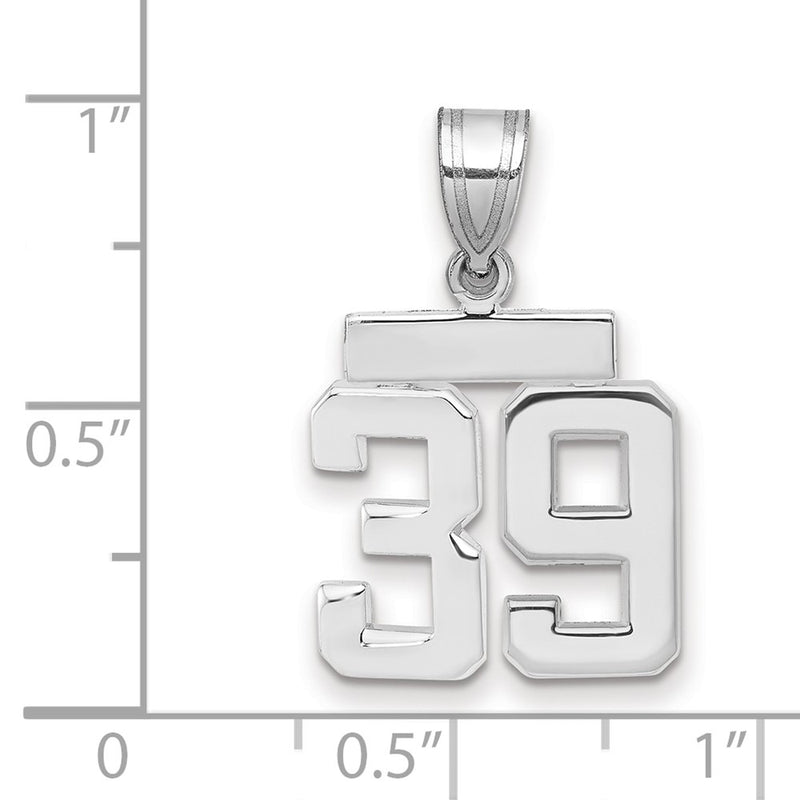 14k White Goldw Small Polished Number 39 Charm