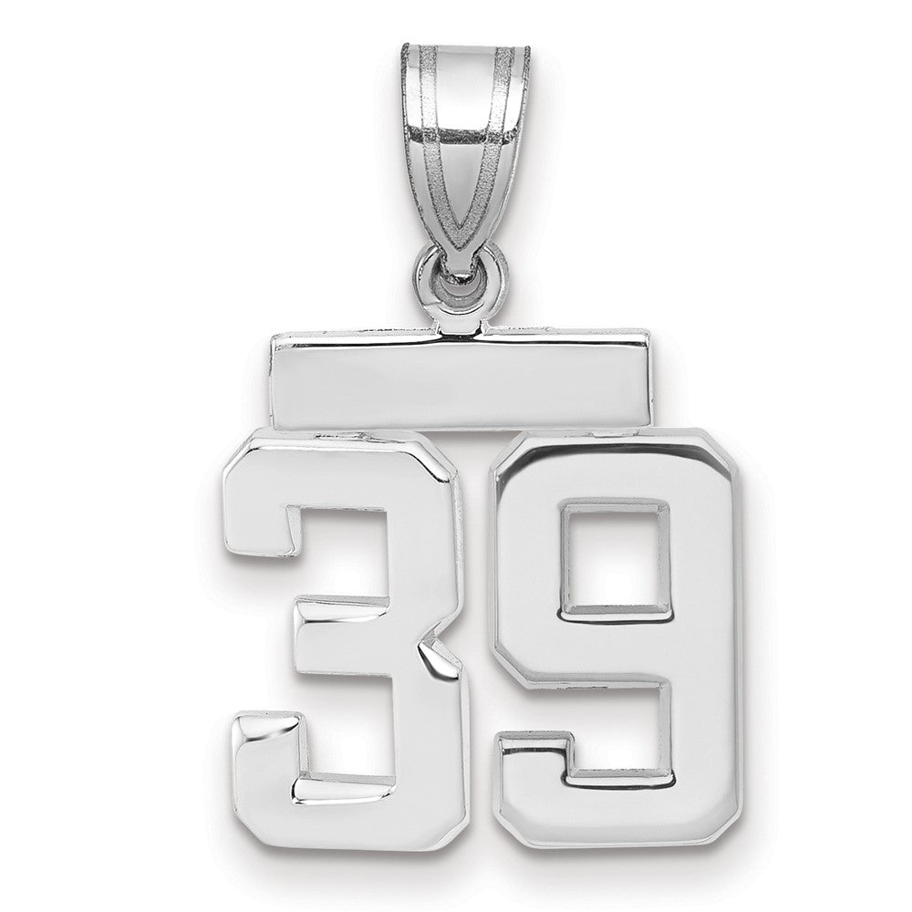 14k White Goldw Small Polished Number 39 Charm