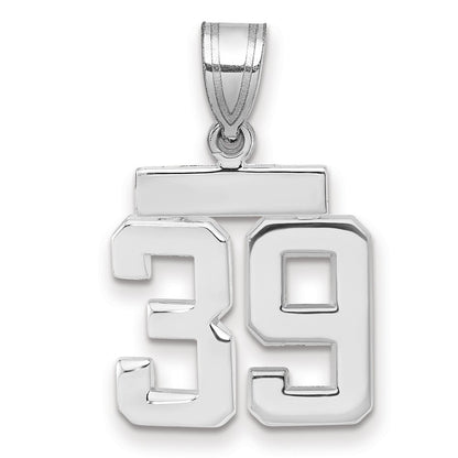 14k White Goldw Small Polished Number 39 Charm