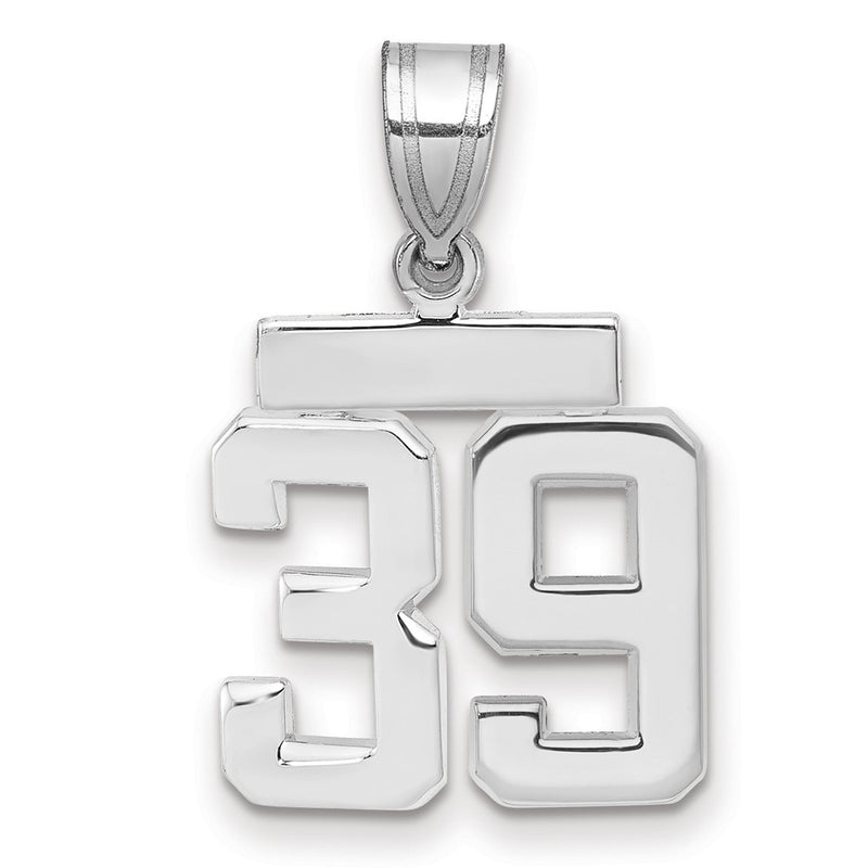 14k White Goldw Small Polished Number 39 Charm