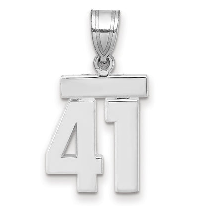 14k White Goldw Small Polished Number 41 Charm