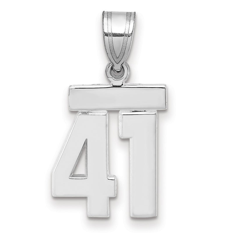 14k White Goldw Small Polished Number 41 Charm
